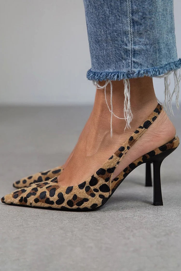Angel Leopard Slingback Heels