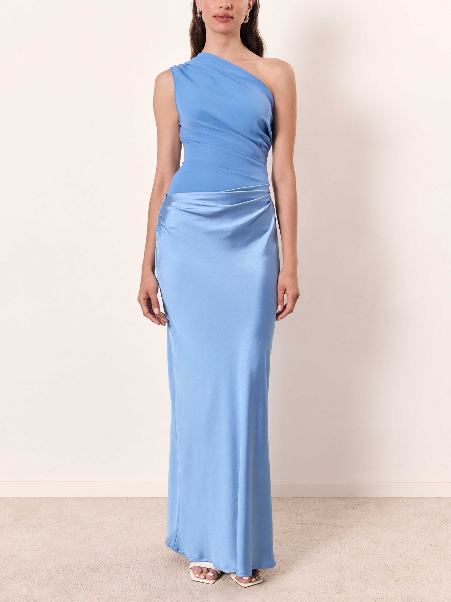 Amalia Elegant One Shoulder Neck Pleated Party Maxi Dress