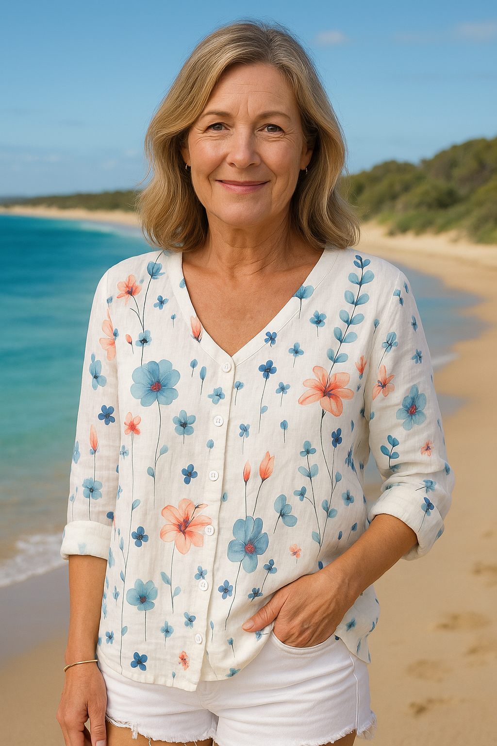 Jane Floral Top Natural Grace, Effortless Fit