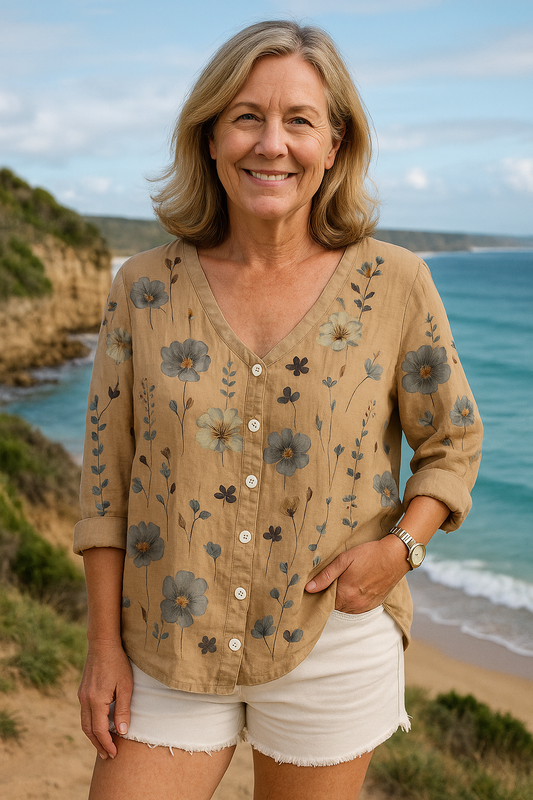 Jane Floral Top Natural Grace, Effortless Fit