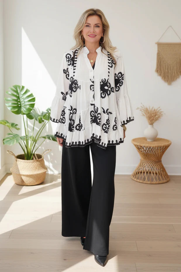 Savannah- coastal boho blouse