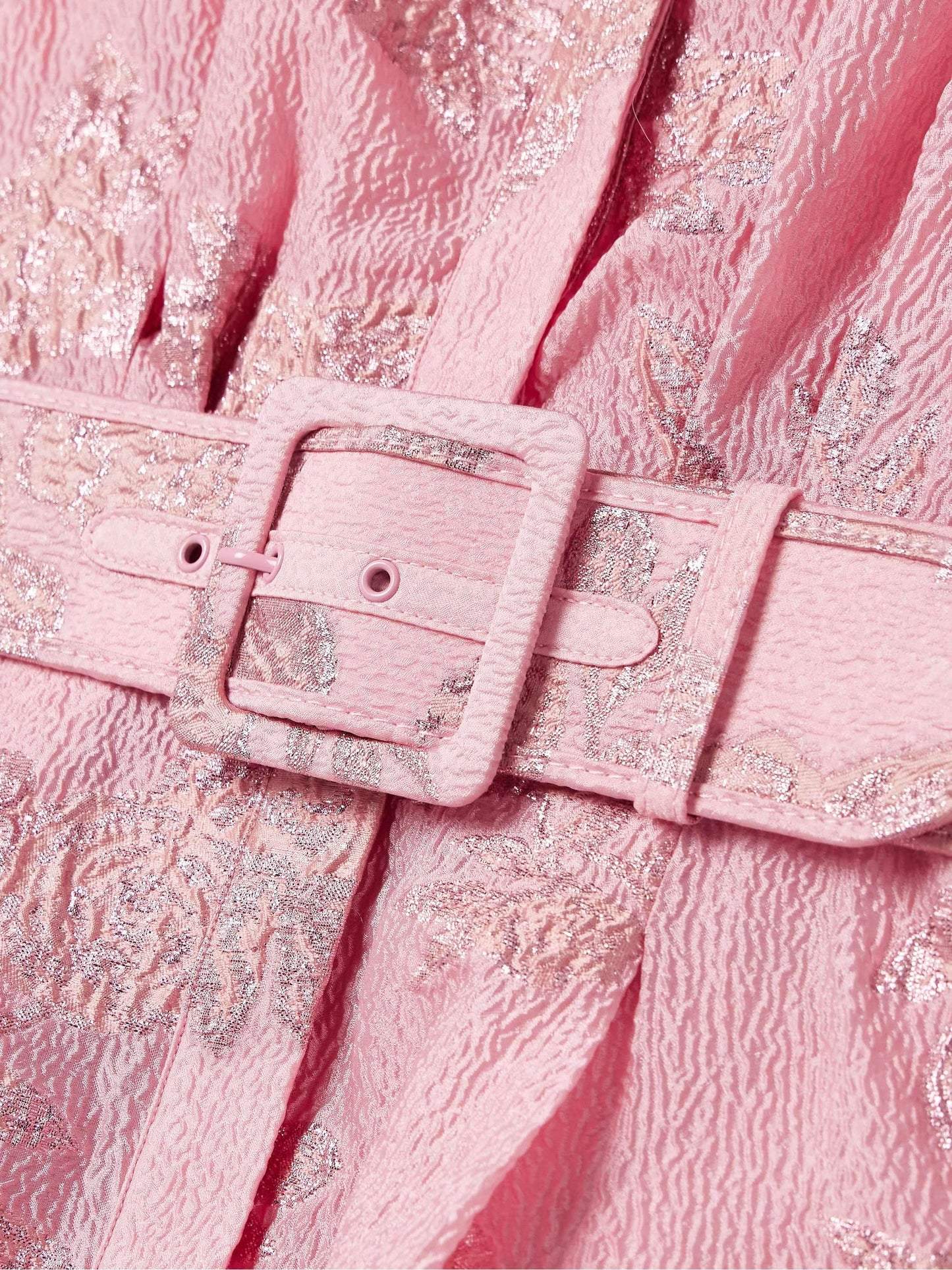 Edith Retro Pink Lapel High Waist Dress