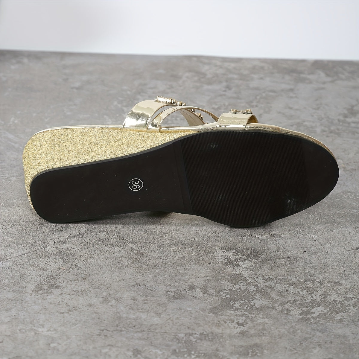 Stacey golden glitter platform heel