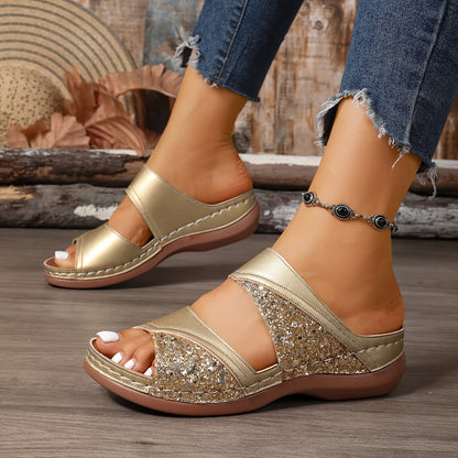 Aurelia Glitter Slide Sandals