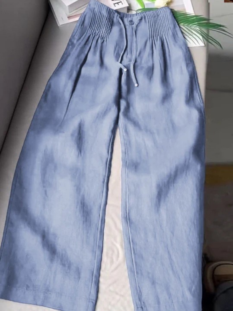 Cammy Wide-Leg Pants in Cotton and Linen Blend