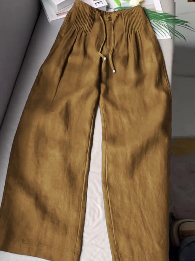 Cammy Wide-Leg Pants in Cotton and Linen Blend