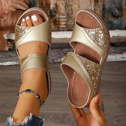 Aurelia Glitter Slide Sandals