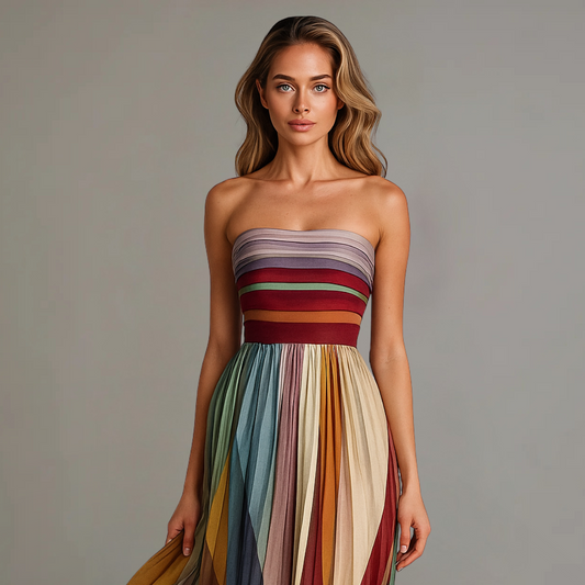 Liz™ Rainbow Pleated Maxi Dress