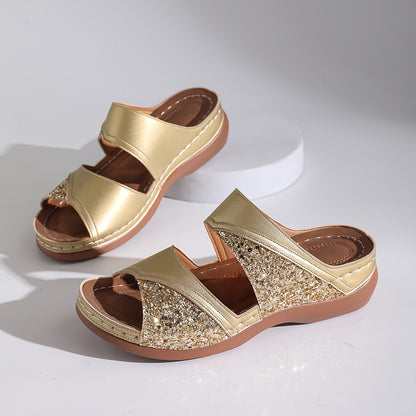 Aurelia Glitter Slide Sandals
