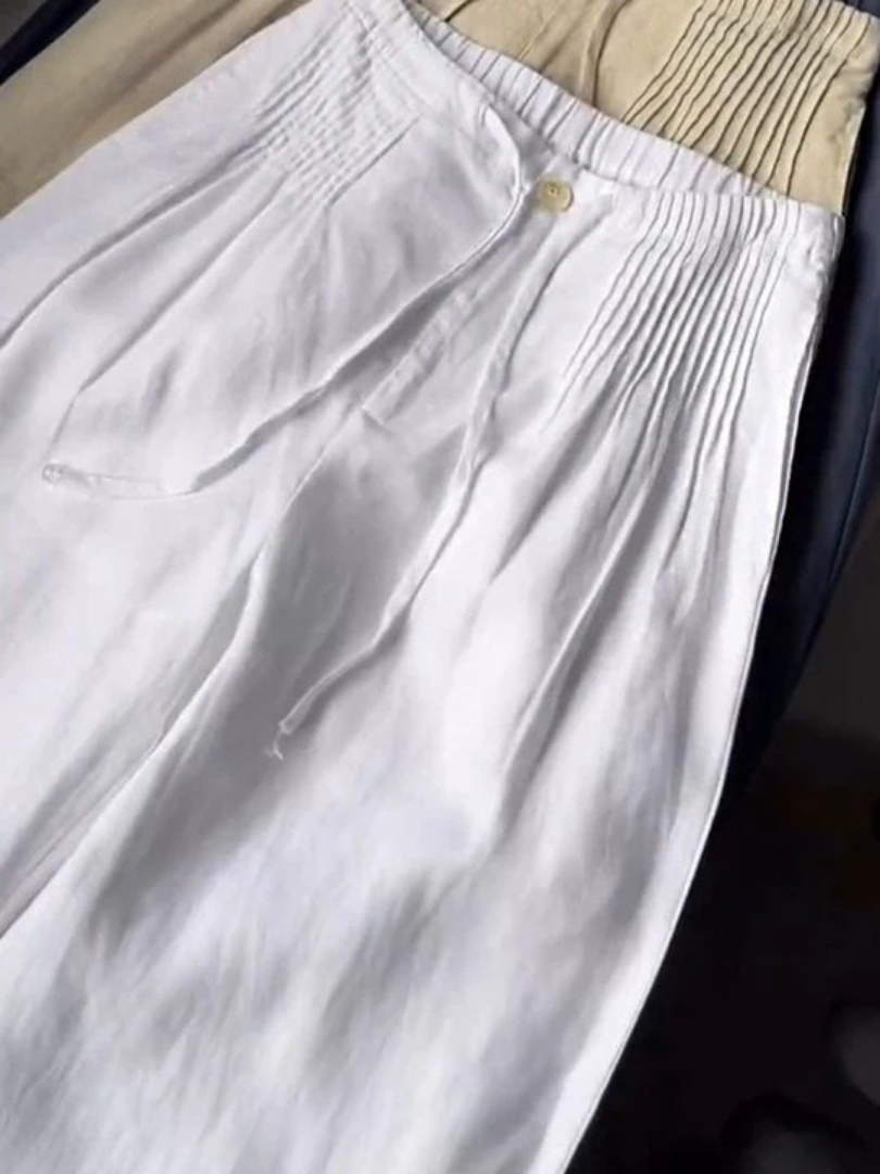 Cammy Wide-Leg Pants in Cotton and Linen Blend