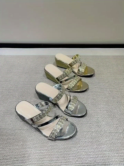 Stacey golden glitter platform heel