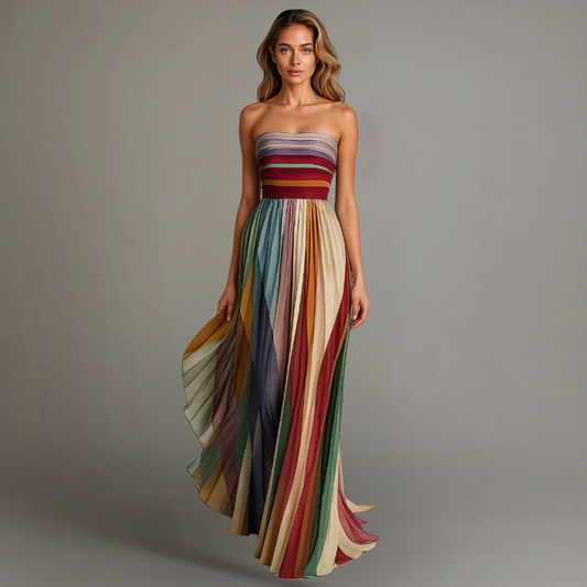 Liz™ Rainbow Pleated Maxi Dress