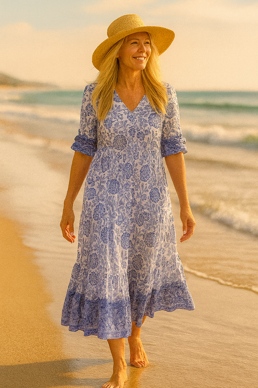 Nina Elegant Floral Dress with V-Neck