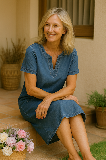 Storm Soft Denim Dress with Front Pockets