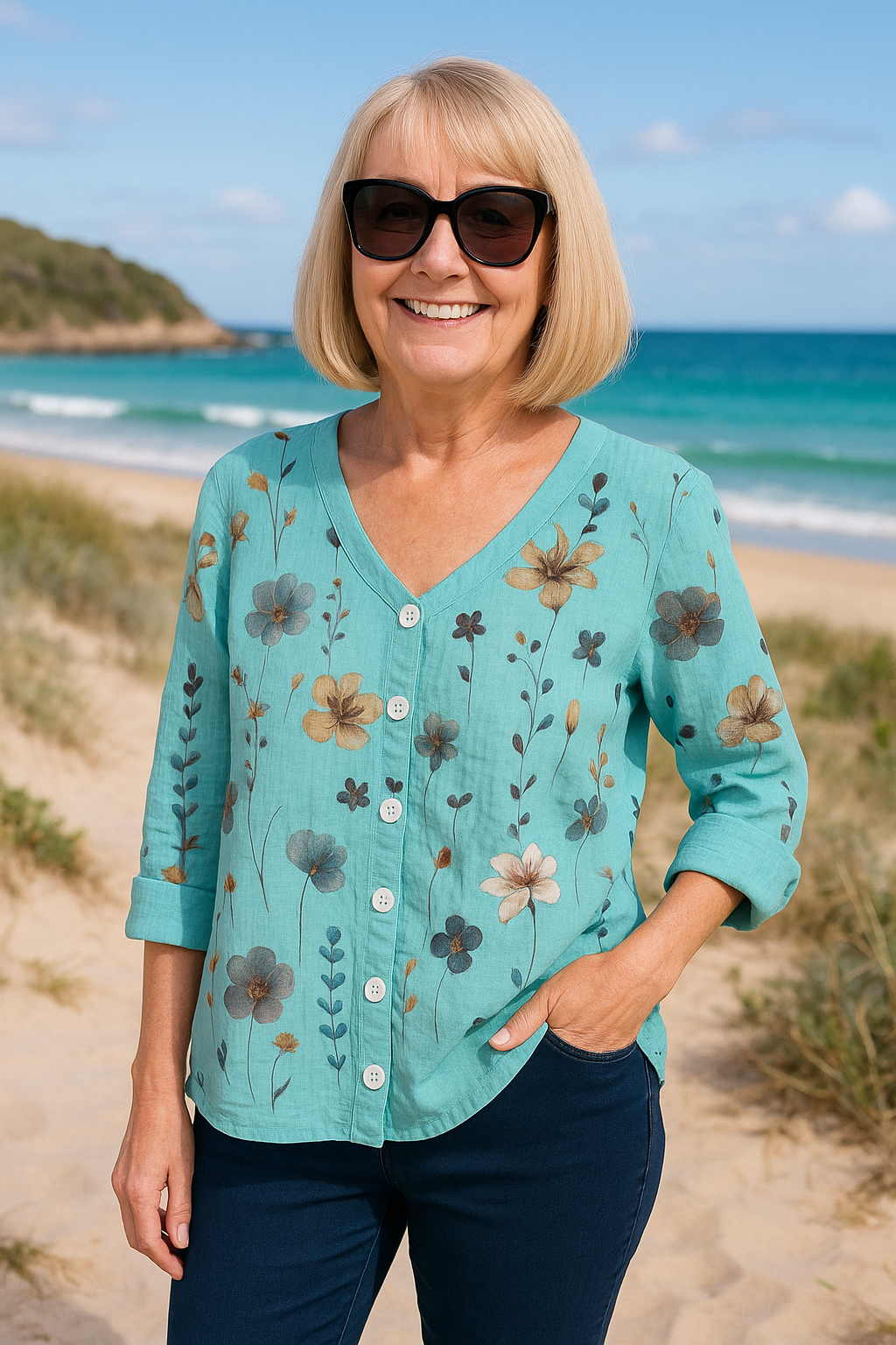 Jane Floral Top  Natural Grace, Effortless Fit