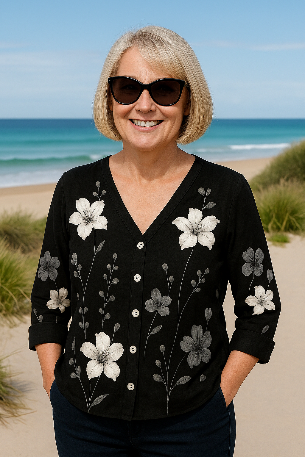 Jane Floral Top  Natural Grace, Effortless Fit