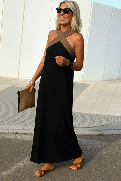 Ariane Breathable Comfortable Crossed Maxi Dress