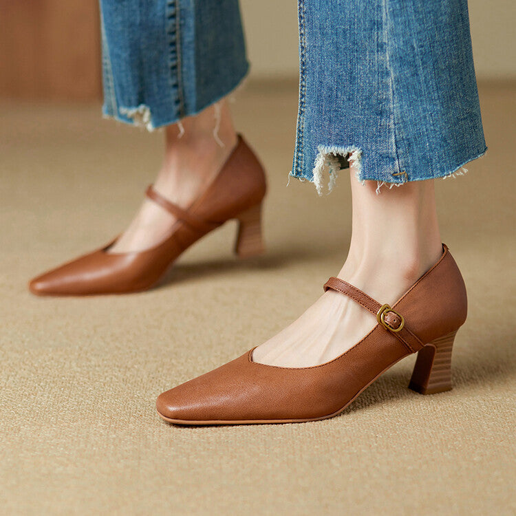 Estelle Genuine Leather Heels