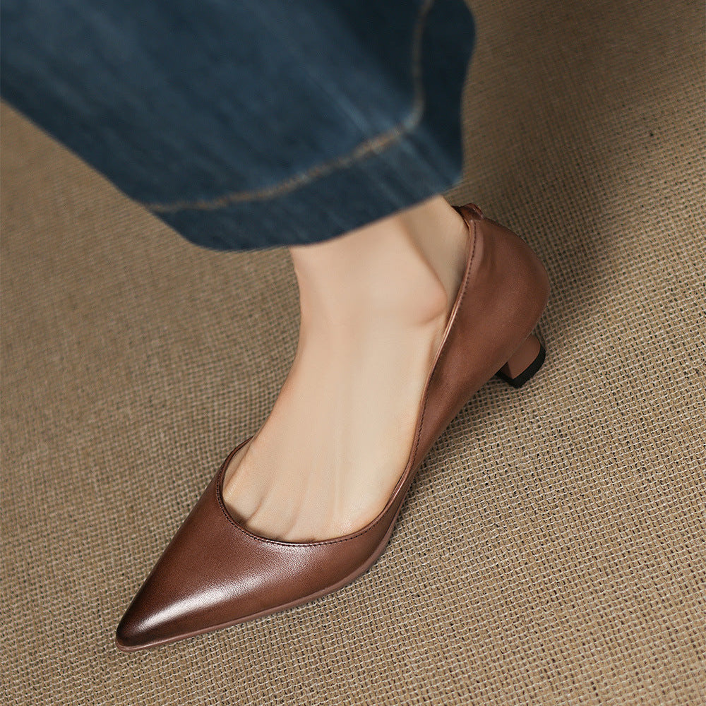 Elaine Genuine Leather Heels