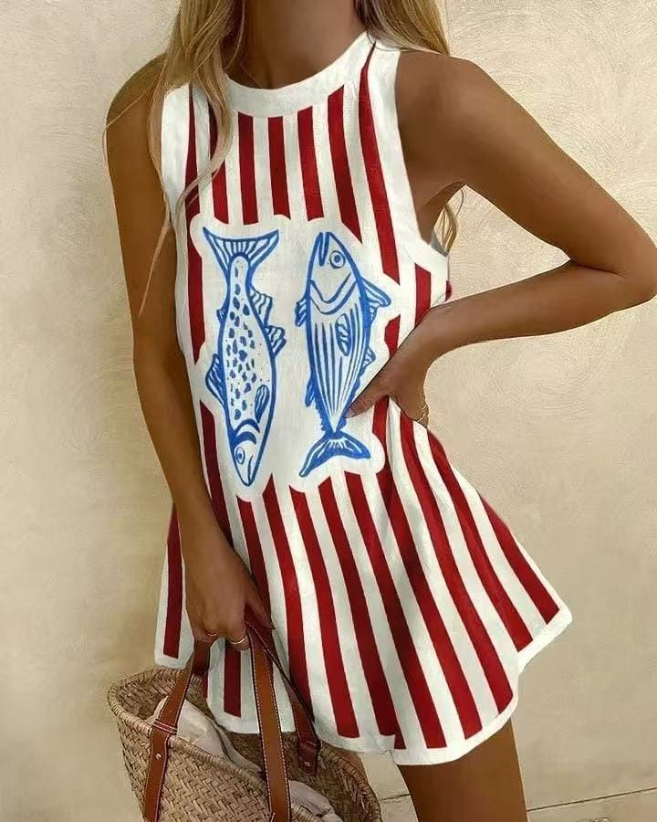 Peach Linen Mini Dress
