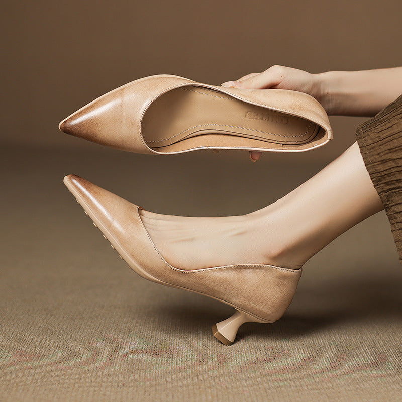 Elaine Genuine Leather Heels
