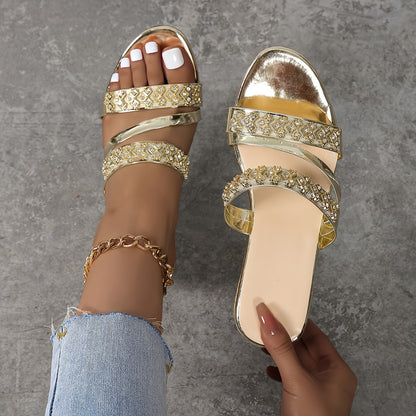Stacey golden glitter platform heel