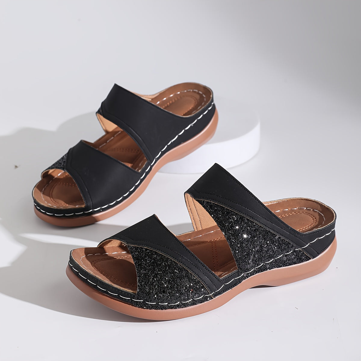 Aurelia Glitter Slide Sandals