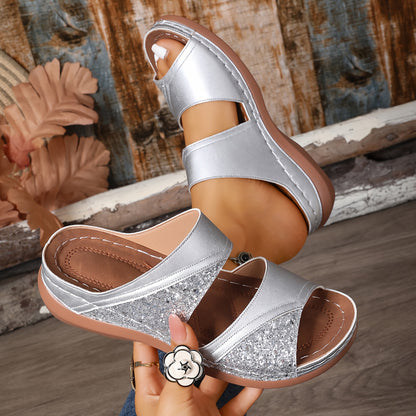 Aurelia Glitter Slide Sandals