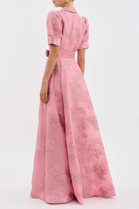 Edith Retro Pink Lapel High Waist Dress